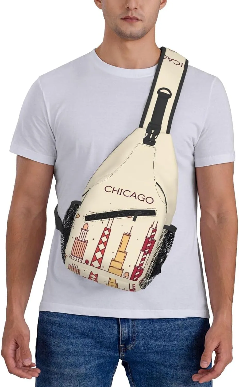 Chicago Crossbody Bag Chicago Flag Shoulder Bag Backpack Chicagoan Sling Bag Chicago Flag Chest Casual Daypack Bag