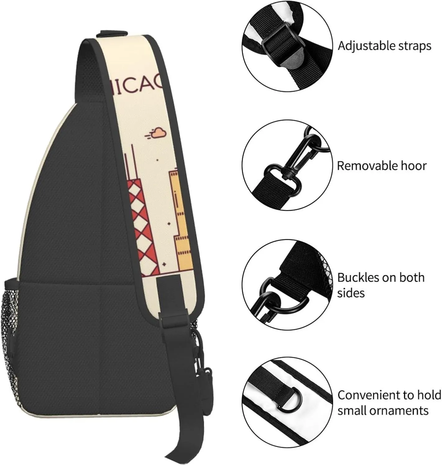Chicago Crossbody Bag Chicago Flag Shoulder Bag Backpack Chicagoan Sling Bag Chicago Flag Chest Casual Daypack Bag