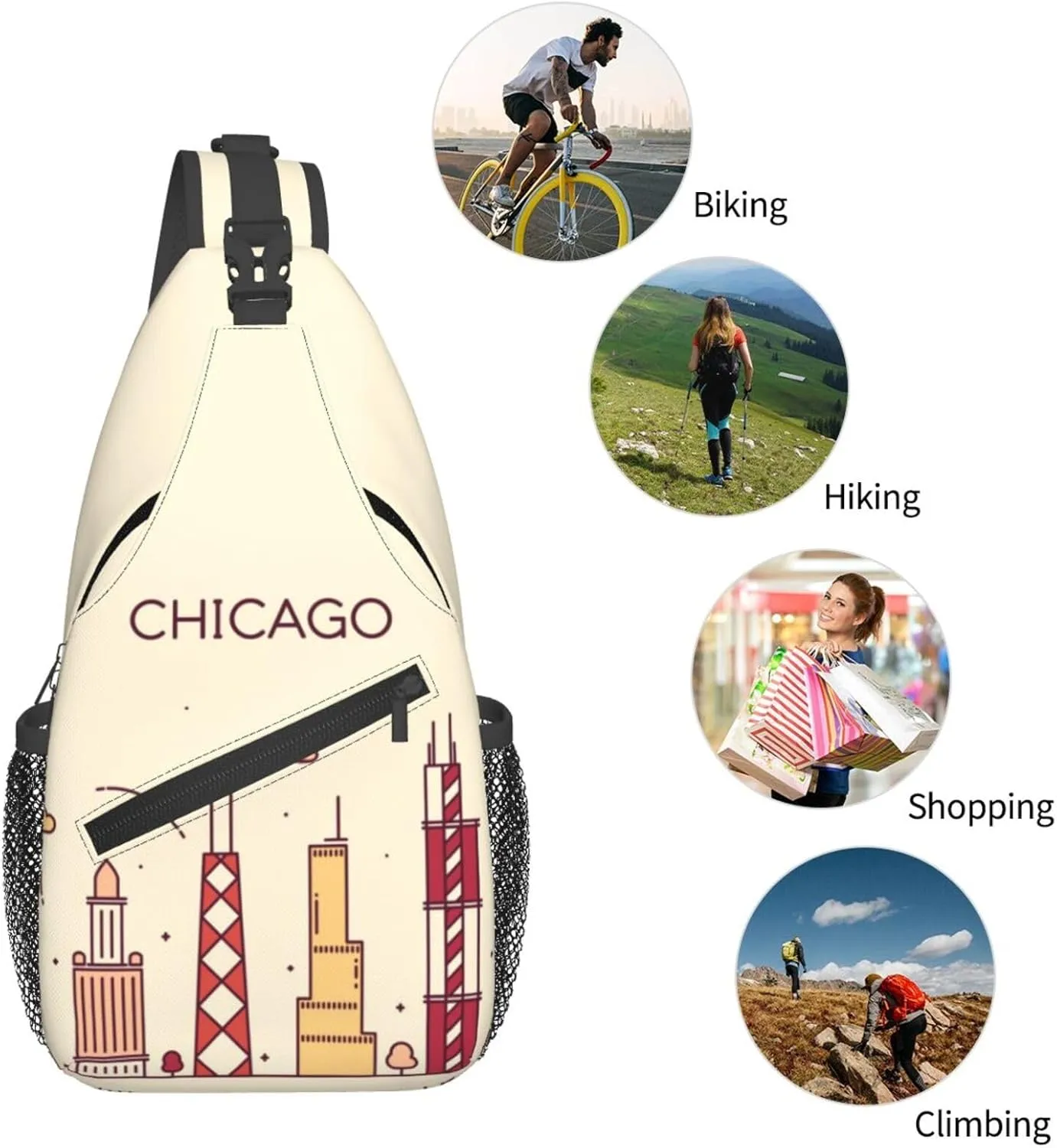 Chicago Crossbody Bag Chicago Flag Shoulder Bag Backpack Chicagoan Sling Bag Chicago Flag Chest Casual Daypack Bag