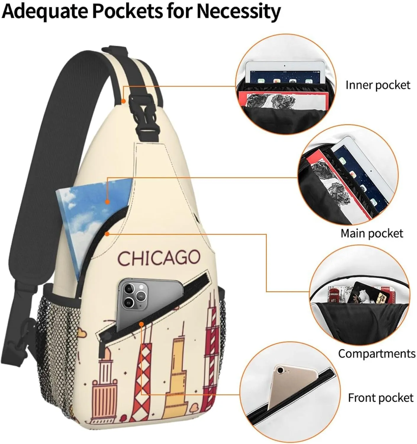 Chicago Crossbody Bag Chicago Flag Shoulder Bag Backpack Chicagoan Sling Bag Chicago Flag Chest Casual Daypack Bag