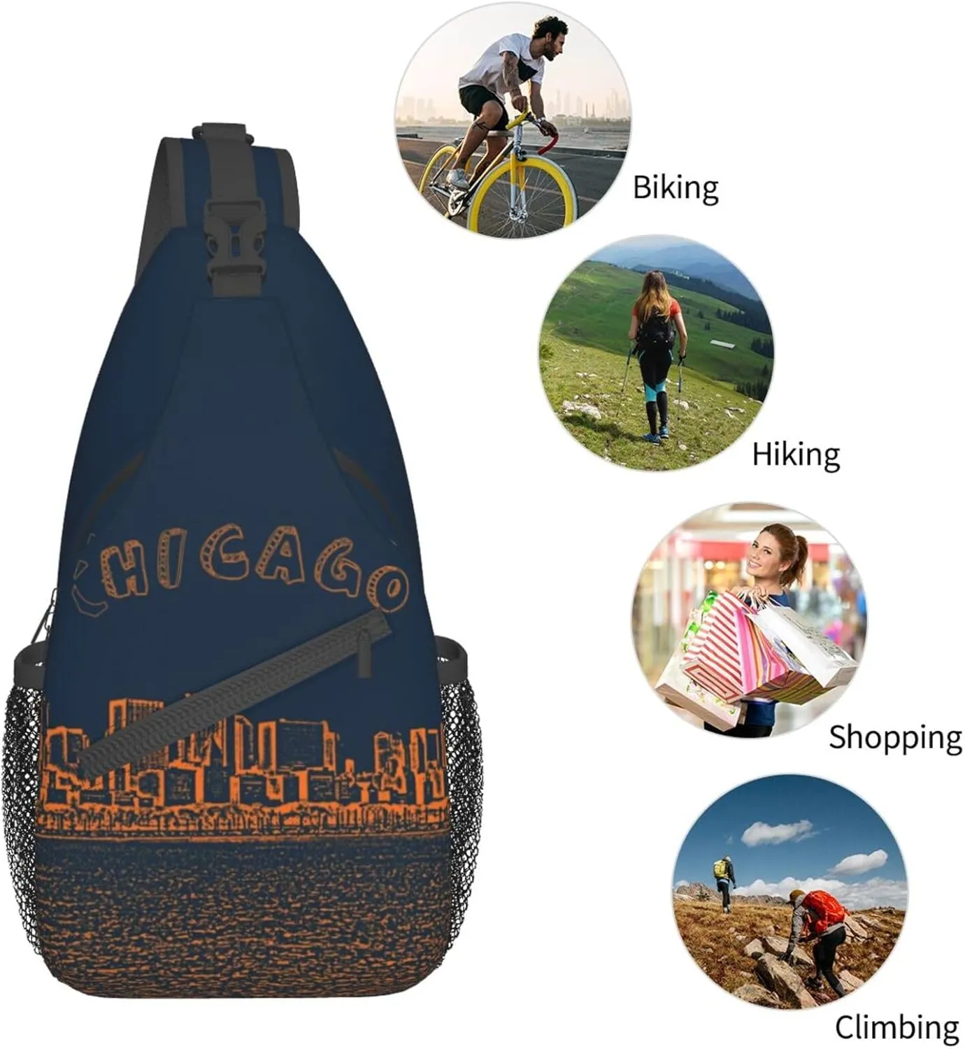 Chicago Crossbody Bag Chicago Shoulder Bag Backpack Chicago Flag Sling Bag Chest Casual Daypack Bag