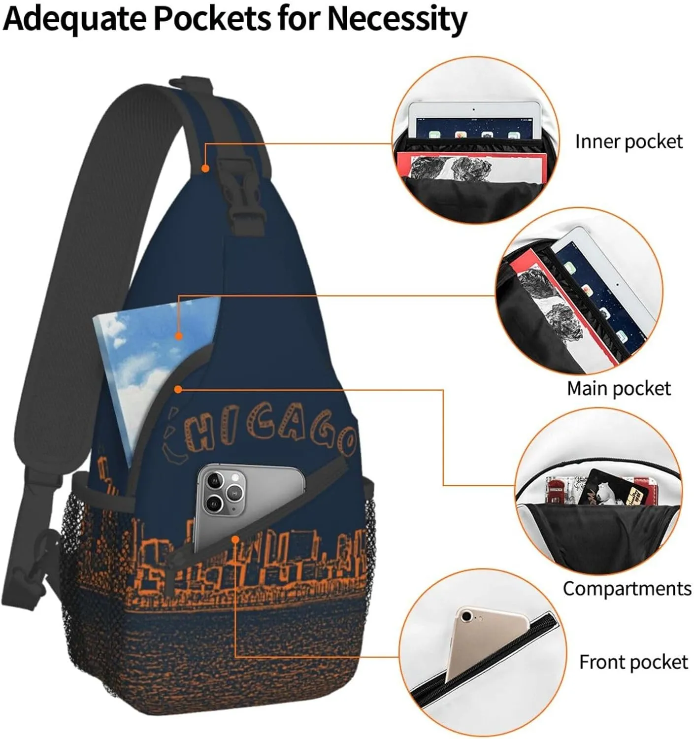 Chicago Crossbody Bag Chicago Shoulder Bag Backpack Chicago Flag Sling Bag Chest Casual Daypack Bag