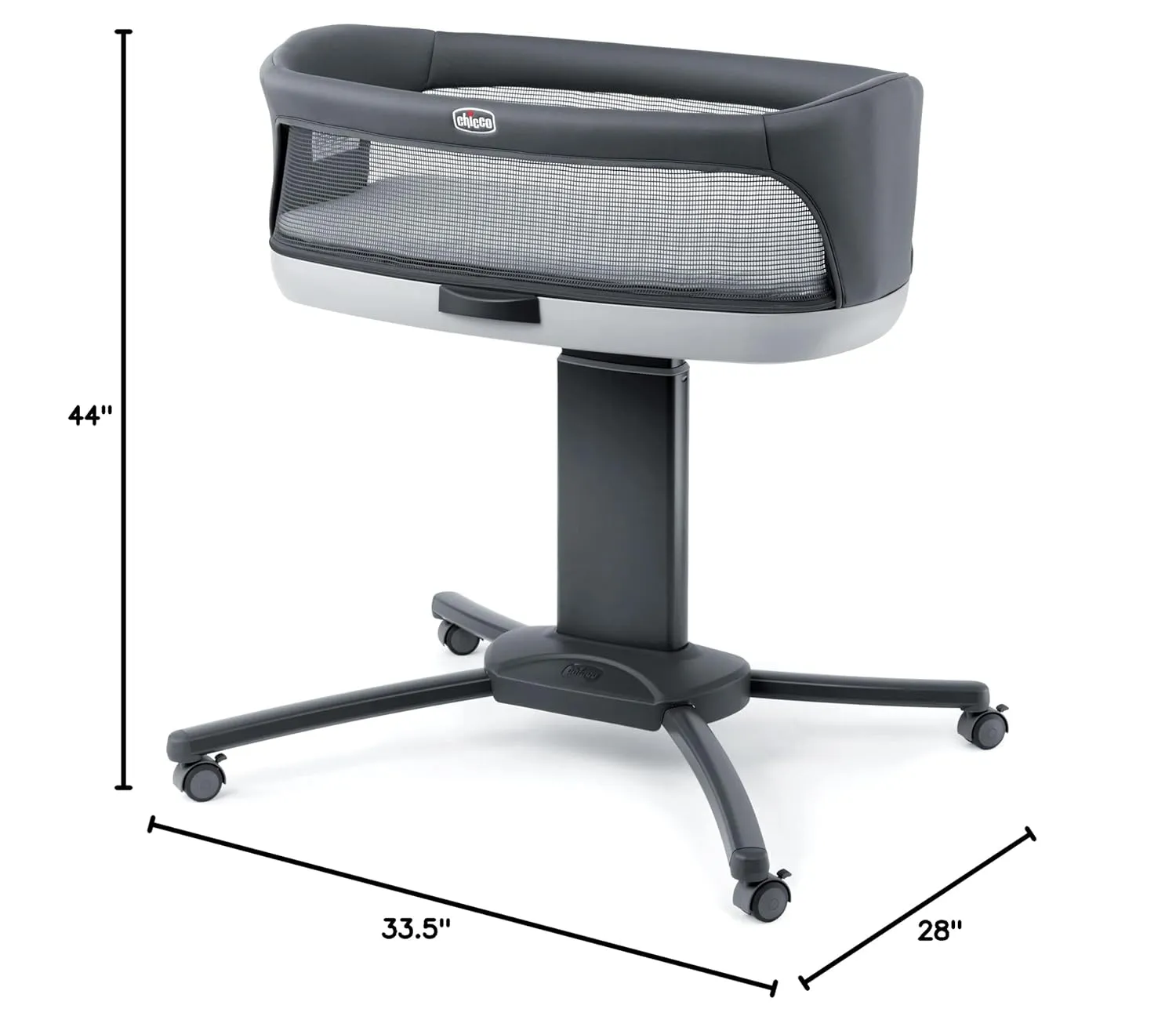 Chicco Close to You SE Bedside Bassinet, Mobile Newborn Bassinet with Wheels | Charcoal/Grey