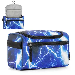 Choco Mocha Kids Toiletry Bag for Boys, Travel Waterproof Hanging Toiletry Bag for Boys, Lightning Blue
