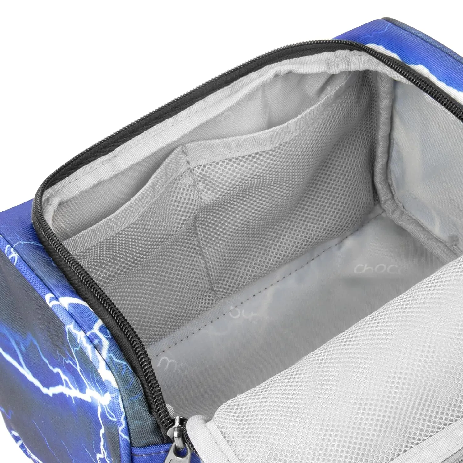 Choco Mocha Kids Toiletry Bag for Boys, Travel Waterproof Hanging Toiletry Bag for Boys, Lightning Blue