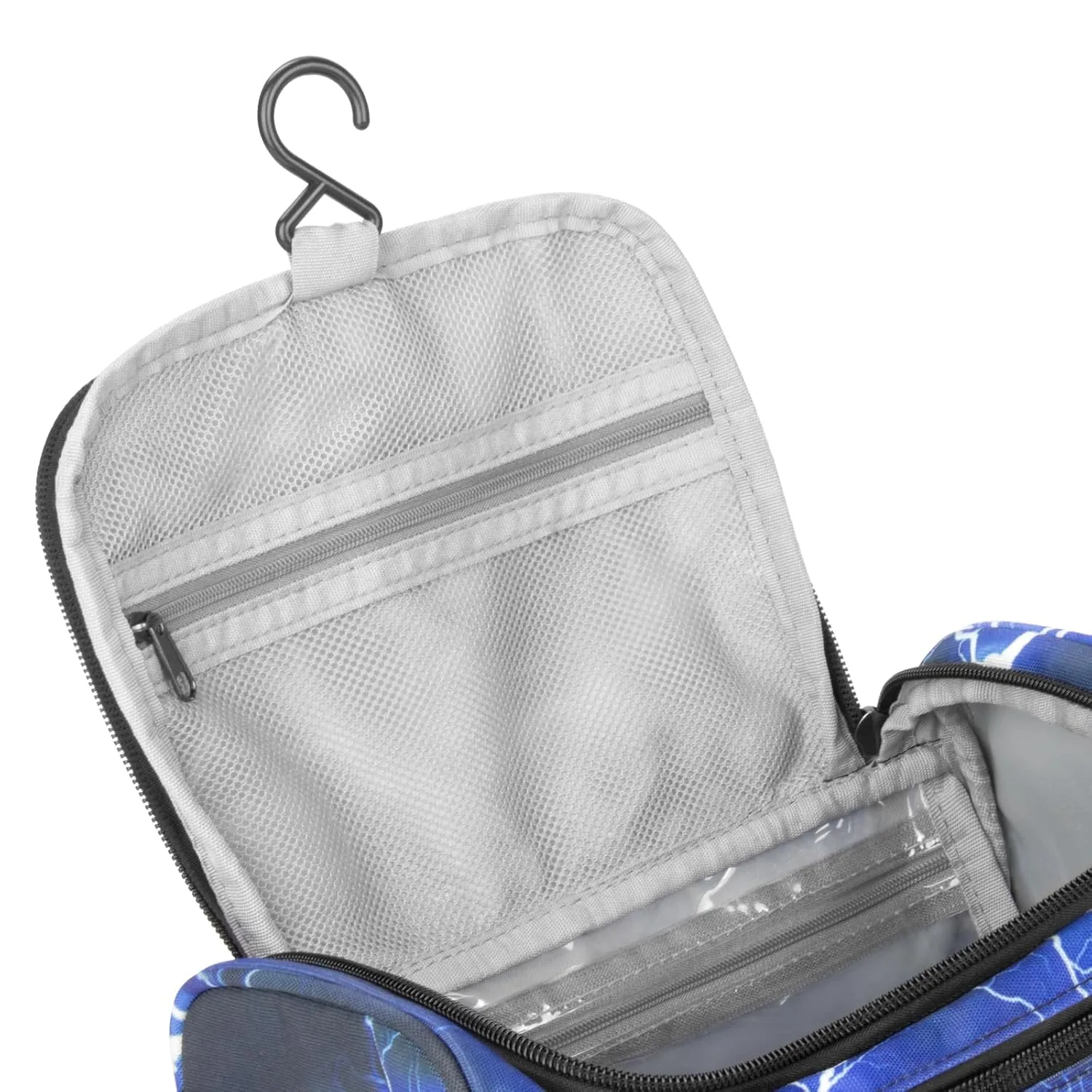 Choco Mocha Kids Toiletry Bag for Boys, Travel Waterproof Hanging Toiletry Bag for Boys, Lightning Blue