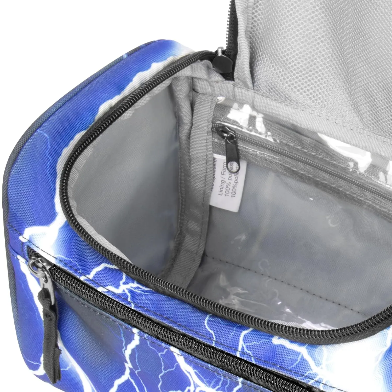 Choco Mocha Kids Toiletry Bag for Boys, Travel Waterproof Hanging Toiletry Bag for Boys, Lightning Blue