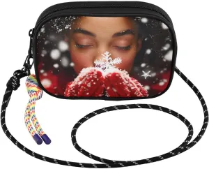 Christmas Woman Snowflake Crossbody Bags for Women Cell Phone Purses Women's Shoulder Handbag Wallet Purse with Rope Pendant