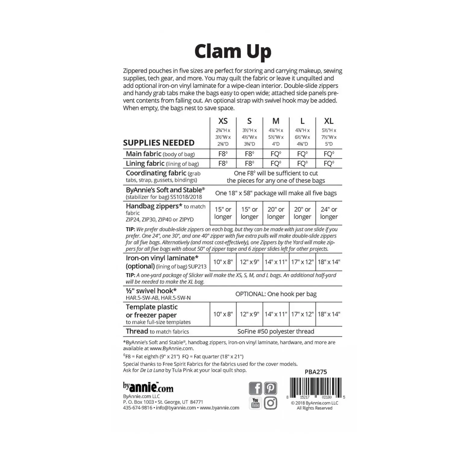 Clam Up Zippered Pouches Pattern