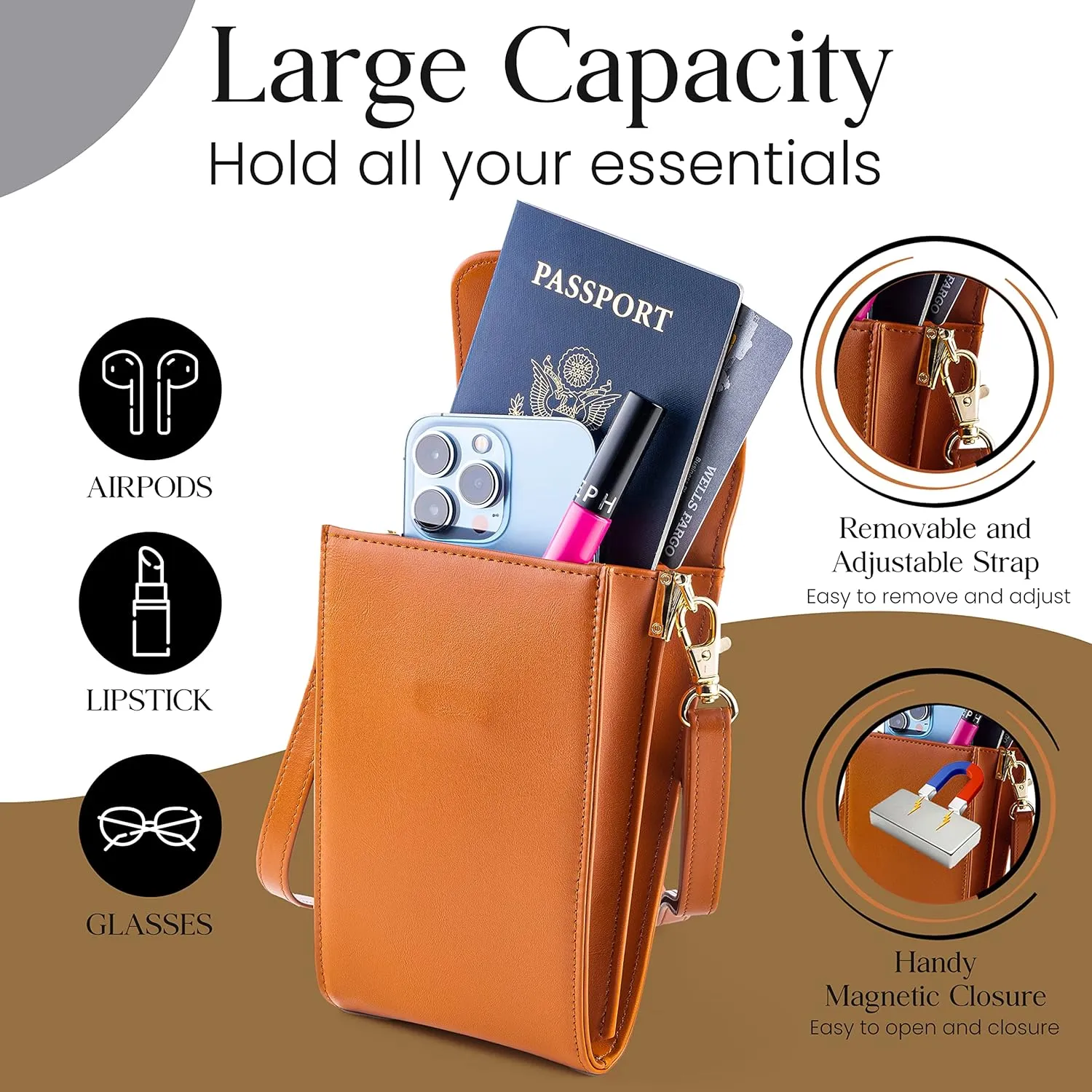 Classico Small Crossbody Phone Purse for Women - Crossbody Bag Wallet for Phone, Cards, Accessories