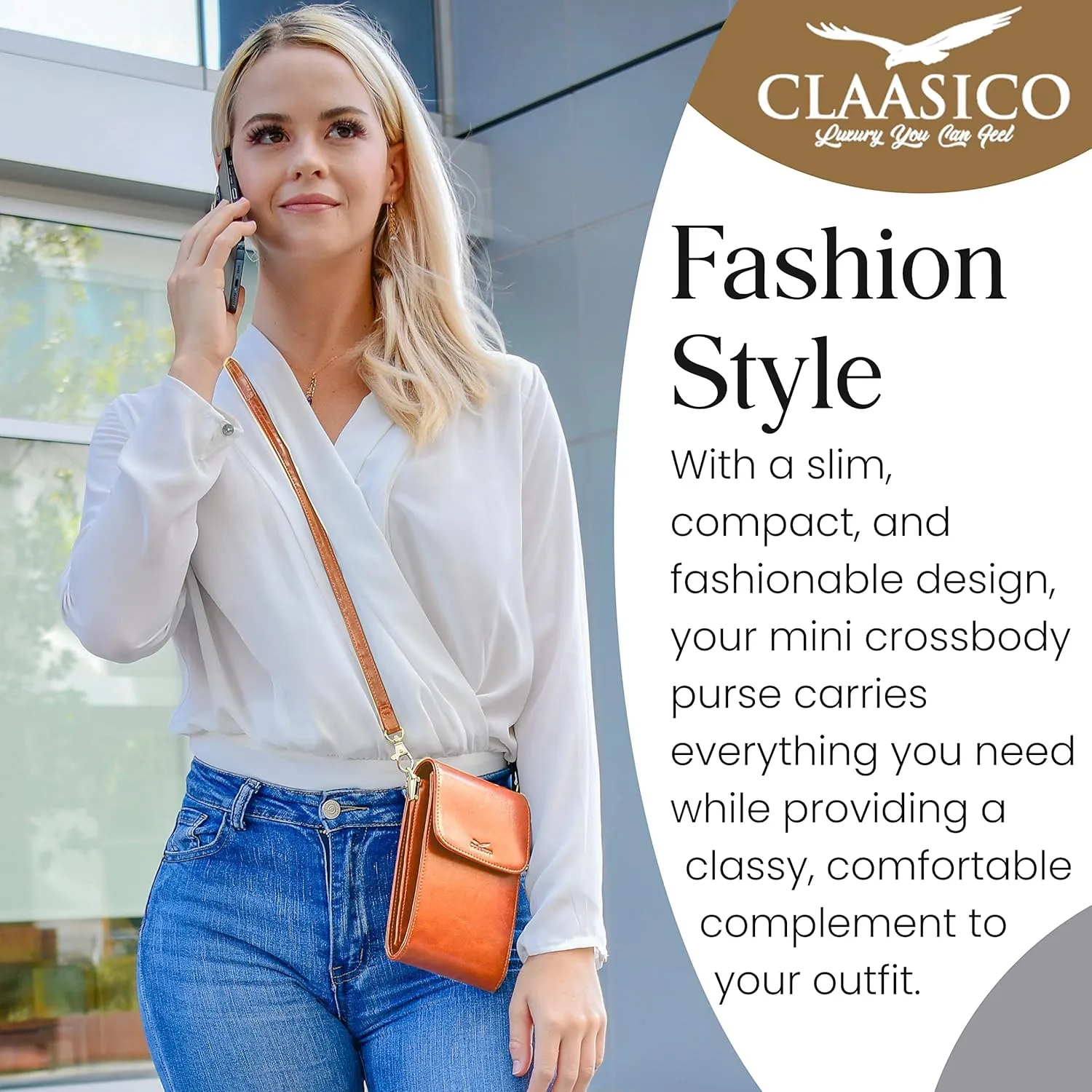 Classico Small Crossbody Phone Purse for Women - Crossbody Bag Wallet for Phone, Cards, Accessories