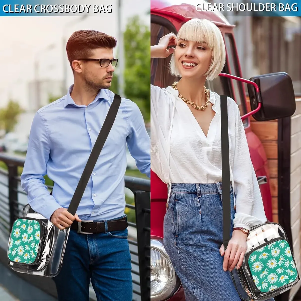 Clear Crossbody Bag Stadium Approved for Women and Men Transparent Messenger Shoulder Bag Clear Purse Bag
