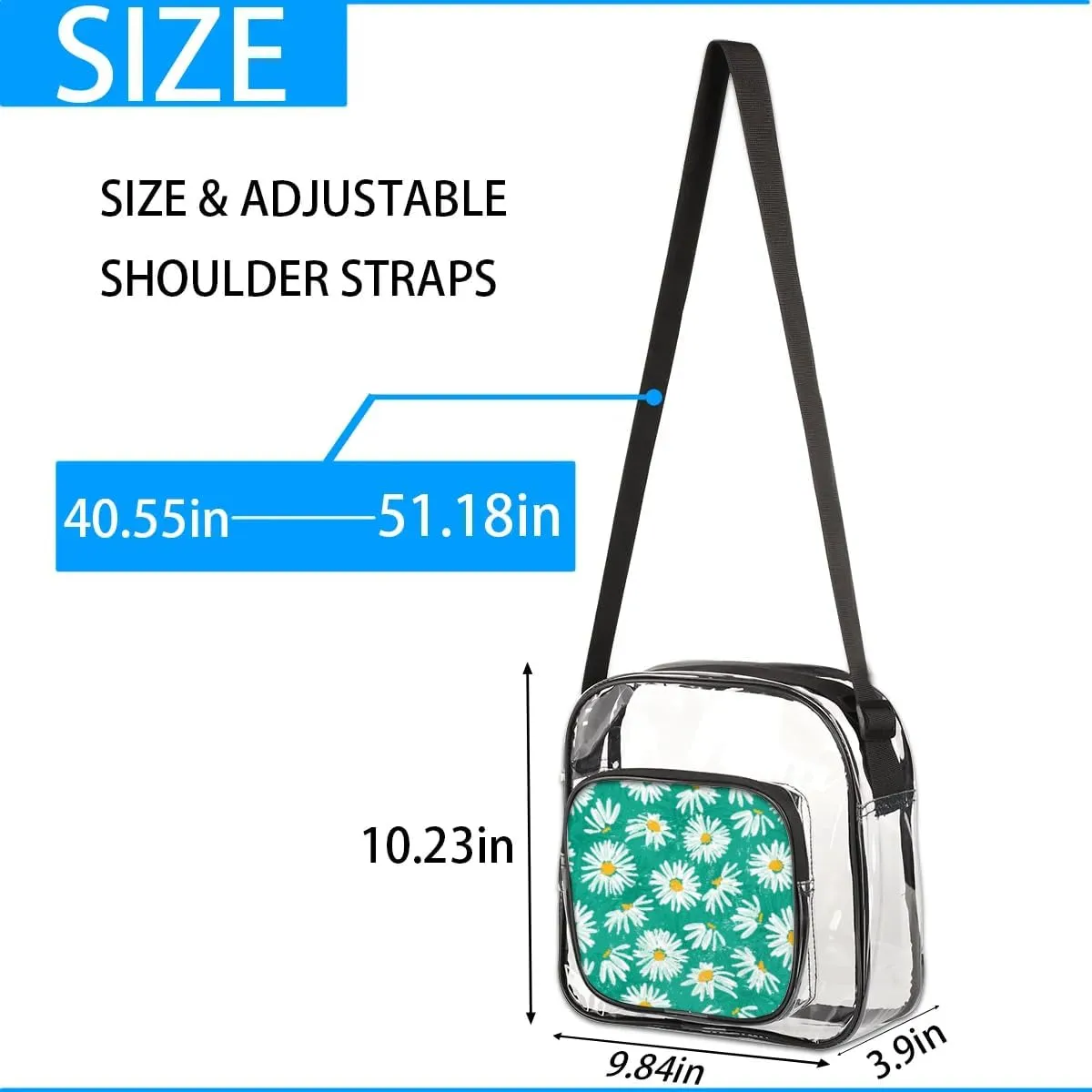 Clear Crossbody Bag Stadium Approved for Women and Men Transparent Messenger Shoulder Bag Clear Purse Bag