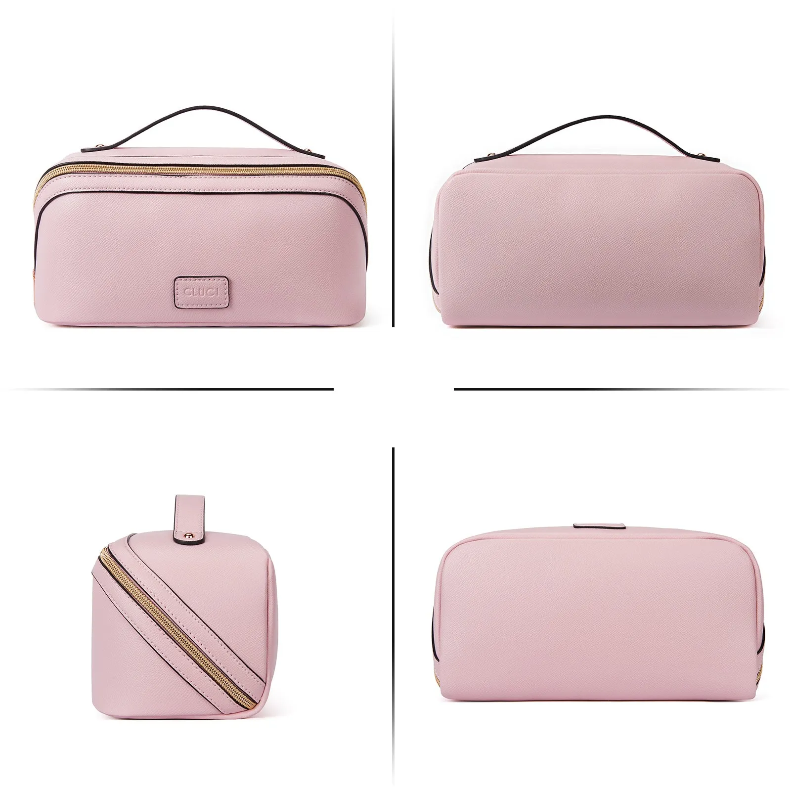CLUCI Makeup Bag PU Leather Waterproof Large Capacity Cosmetic Bag Organizer Toiletry Bag with Handle and Divider Travel Bag