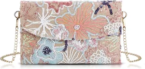 Clutch Purses for Women, Envelope Package, Sequin Embroidered Flowers Straw Bag, Bohemian Handmade Handbags