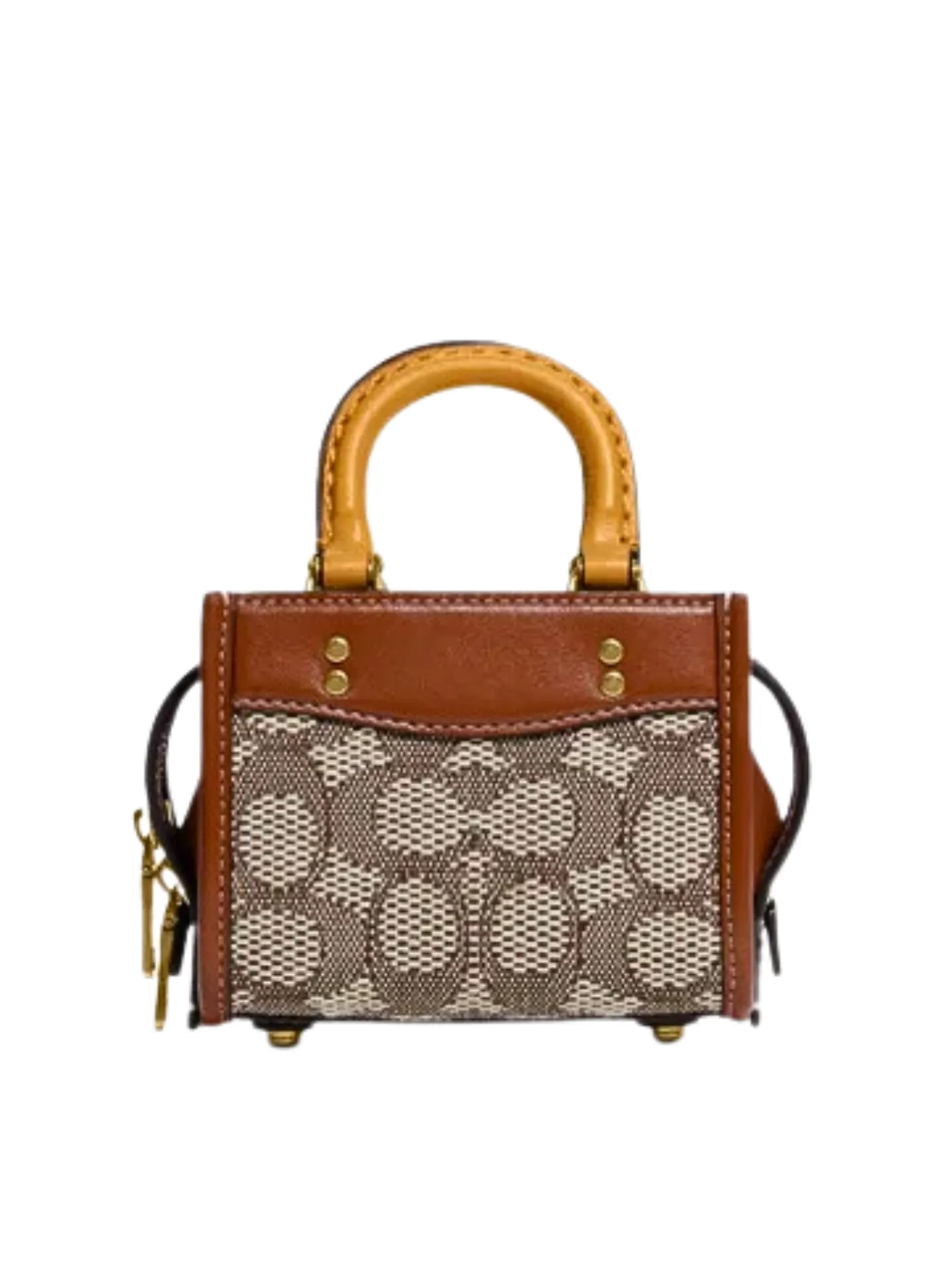 Coach Rogue 12 In Signature Textile Jacquard Crossbody Cocoa Burnished Amber