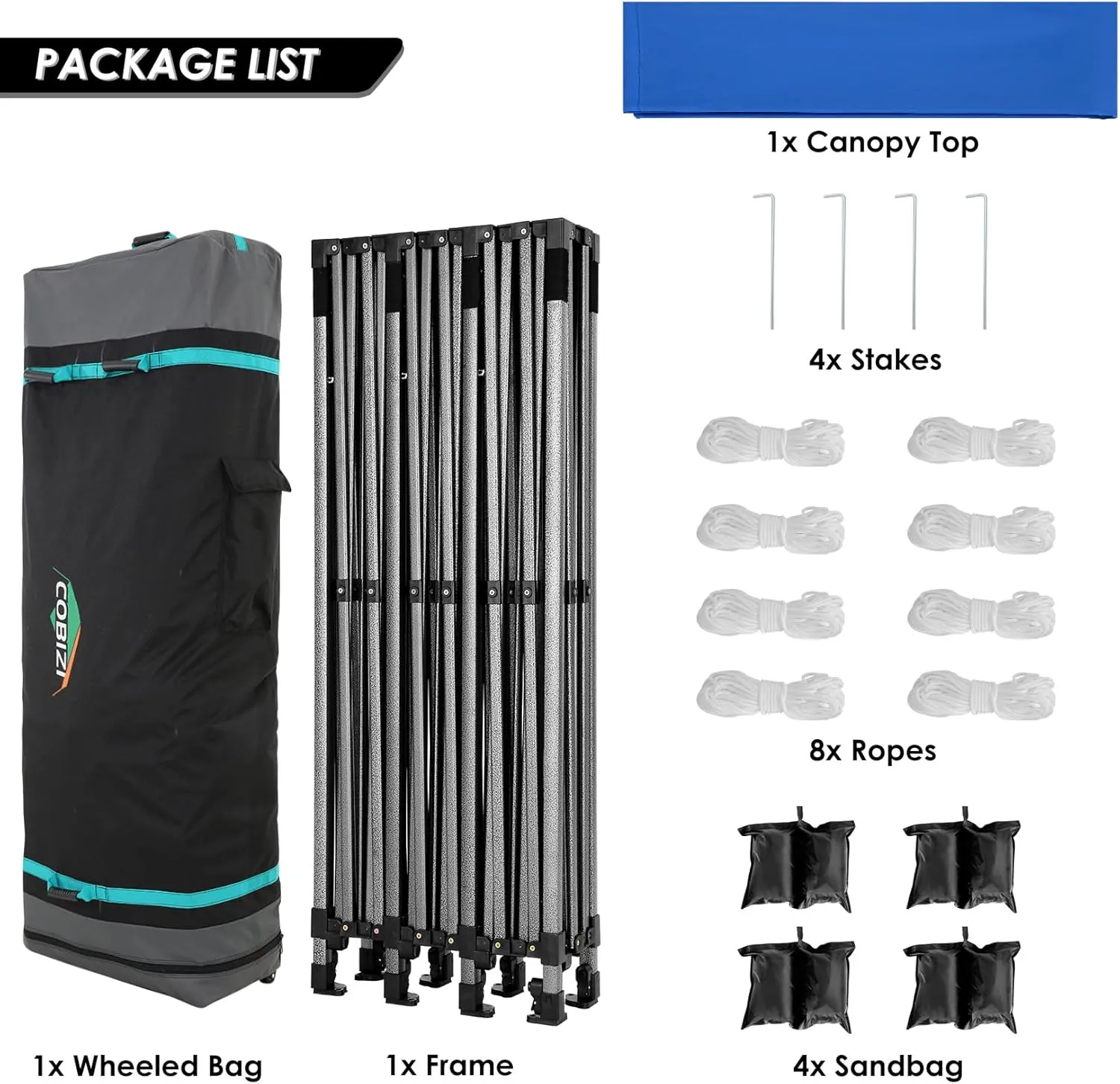 COBIZI 10x30 Pop up Canopy, Heavy Duty Outdoor Party Tents for Parties, Ez up UPF 50  Waterproof Commercial Canopy with Wheeled Bag can fold, Blue(Windproof Upgraded)