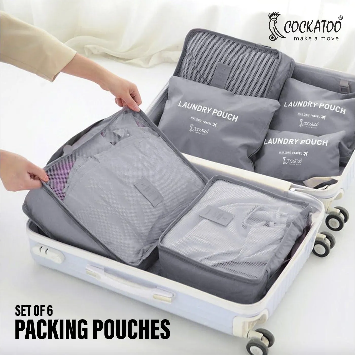Cockatoo Horizon 6 Pc Travel Storage Bag,Travel Organizer Bags for Luggage, Material: Oxford Cloth(6 Month Warranty)