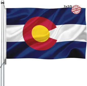 Colorado Flag Double Sided 3x5 Outdoor- Heavy Duty Colorado State Flags Banner Gifts Decorations with 2 Brass Grommets 4 Rows Stitched