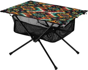 Colored Geometric Pattern Portable Folding Camping Table, Compact Lightweight Beach Table with Carrying Bag for Outdoor Picnics, BBQs, Camp