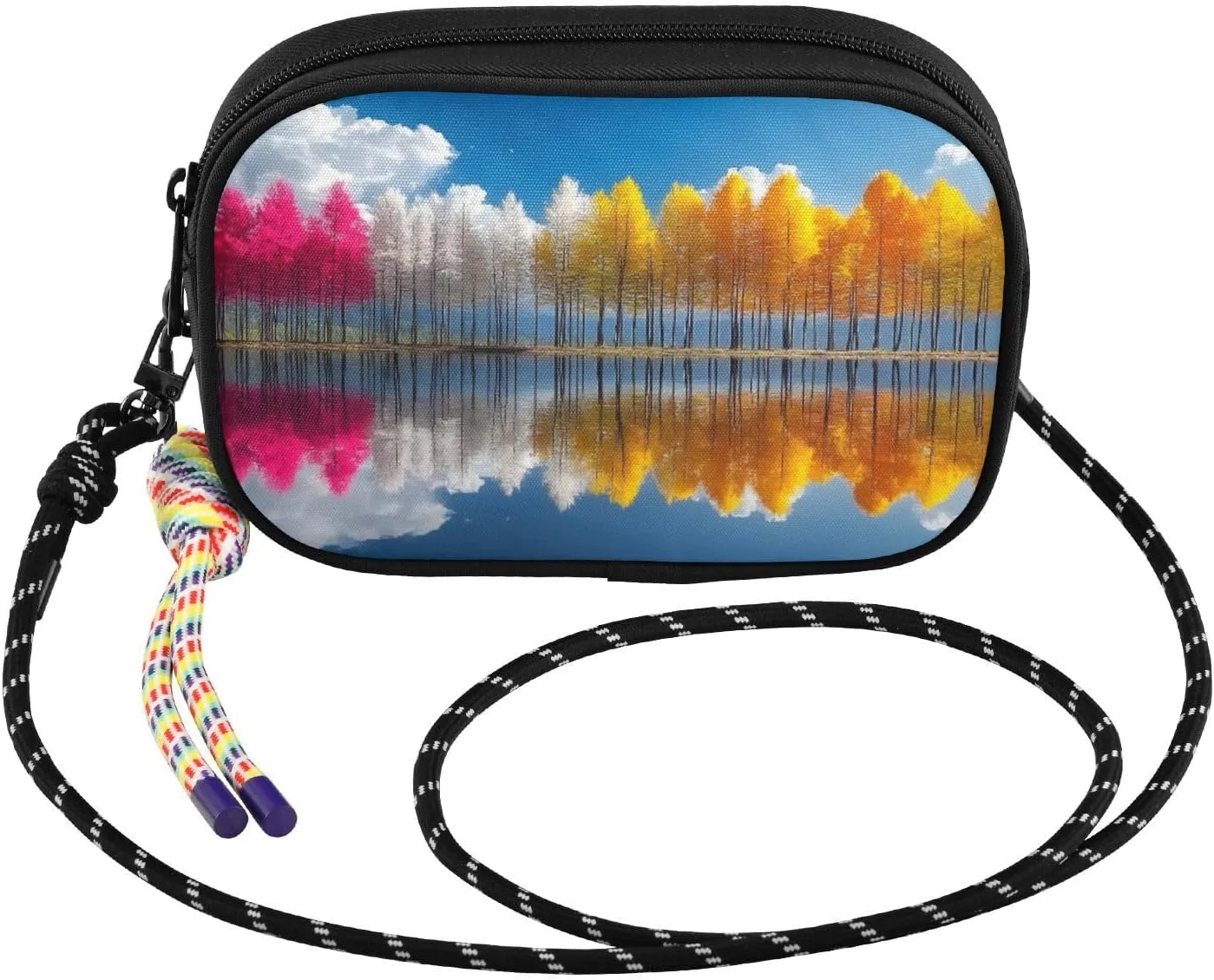 Colorful Birch Tree Landscape Small Crossbody Bags for Women Cell Phone Purses Shoulder Bag Handbag with Adjustable Strap