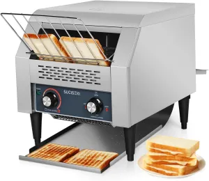 Commercial Toaster 300 Slices/Hour 1900W Heavy Duty Industrial Conveyor Toaster Stainless Steel Electric Oven with Dual Heating Tube 7-speed Adjustments for Bagel Croissant Restaurant Bakery Cafe