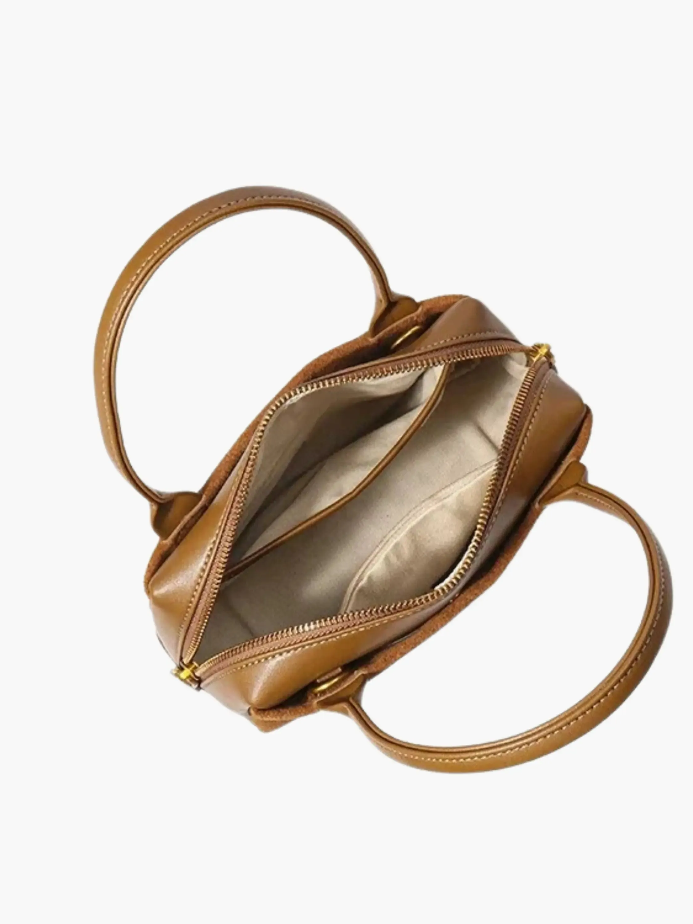 Compact Suede and Leather Handbag