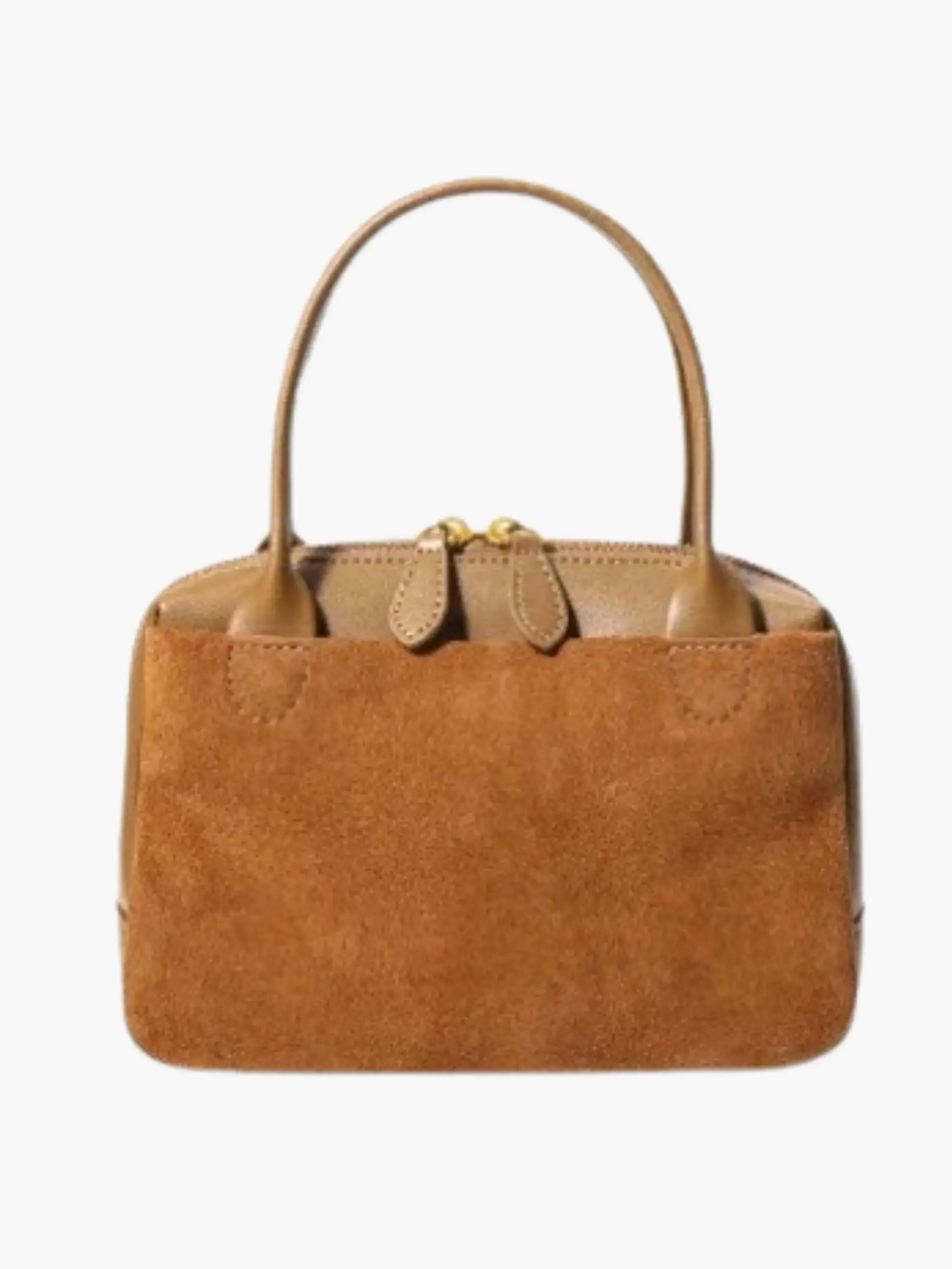 Compact Suede and Leather Handbag