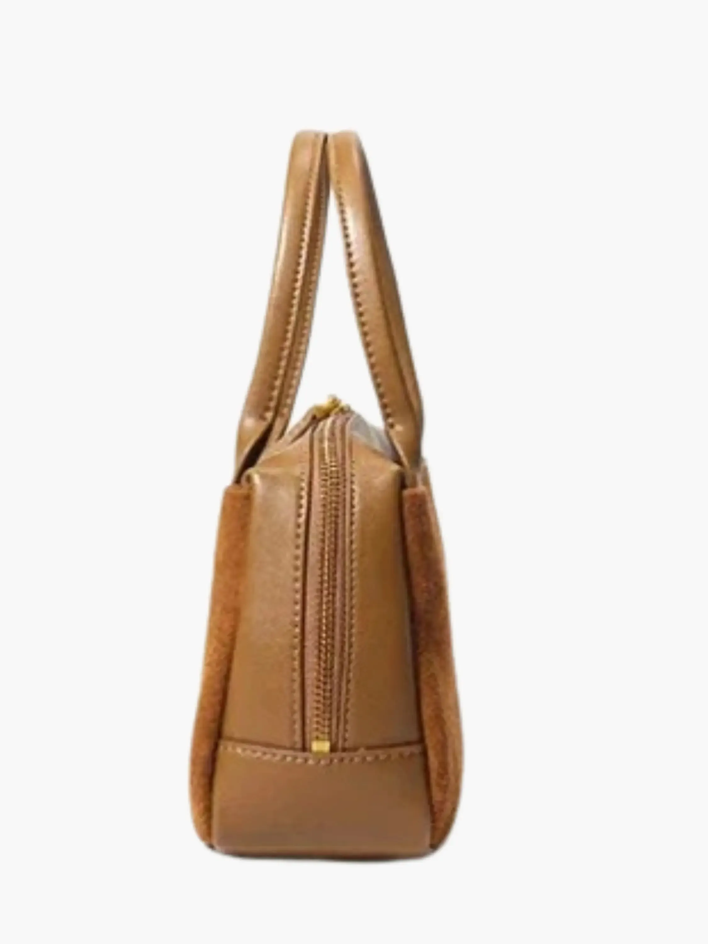 Compact Suede and Leather Handbag