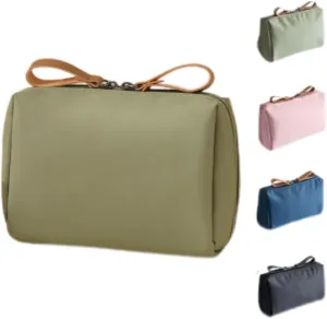 Convergei Makeup Bag, Convergei Travel Makeup Pouch for Women, Portable Mini Waterproof Travel Makeup Pouch, Large Capacity Multifunctional Use Solid Color (Green)