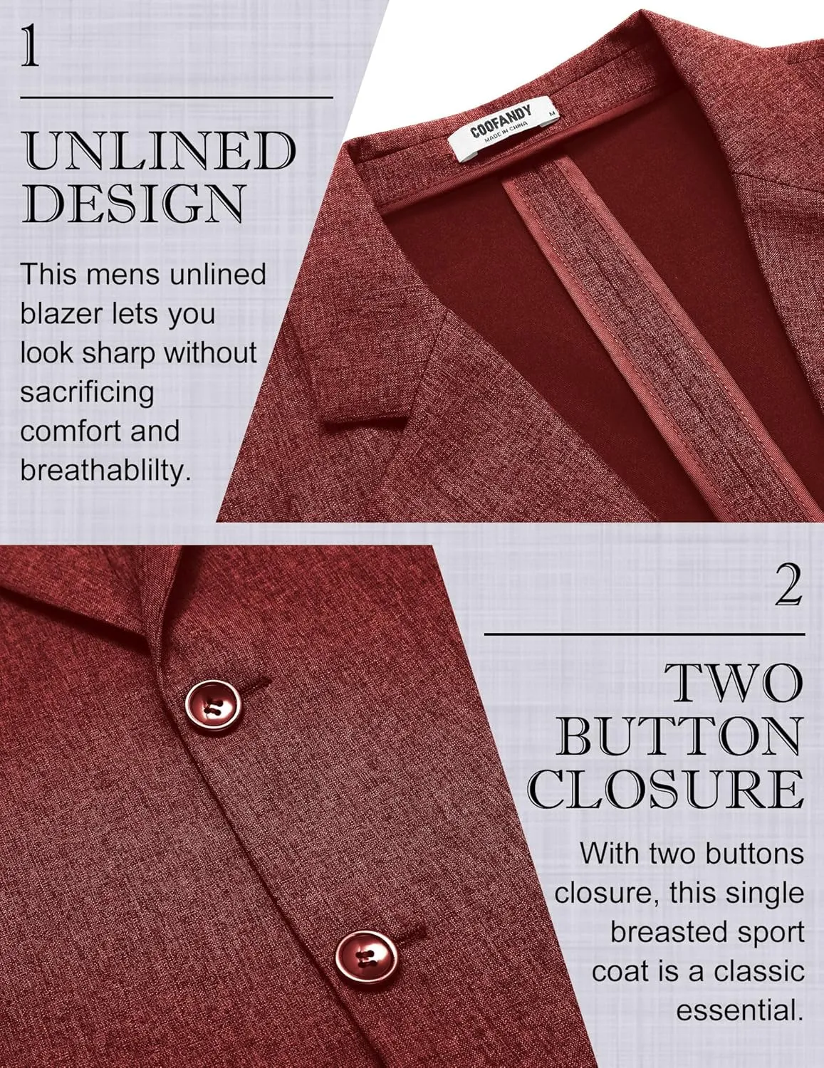 COOFANDY Men's Casual Blazer Lightweight Unlined Sport Coat Regular Fit Two Button Suit Jacket