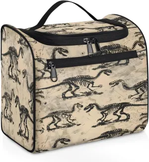 Cool Dinosaur Skeleton Travel Toiletry Bag for Men and Women, Large Hanging Makeup Bag Organizer Toiletries Bag for Travel, Cosmetic Bag with Handle