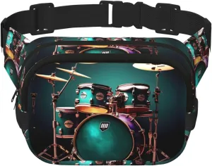 Cool Drum Set Print Waist Purse Square Double Layer Waist Bag Unisex Workout Crossbody Designer Bag
