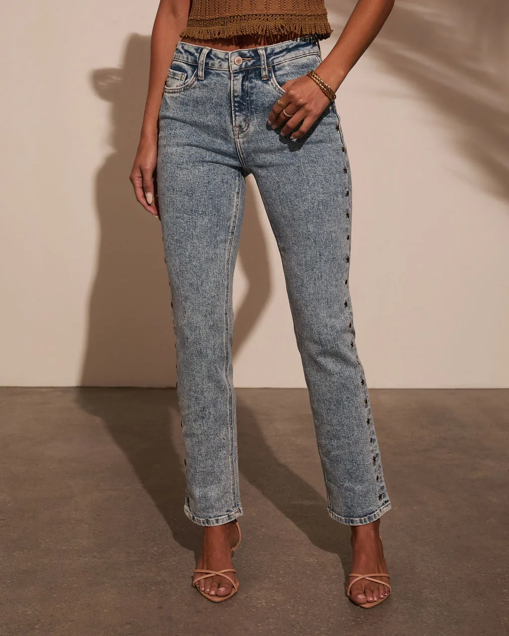 Coralyn Embellished Straight Leg Jeans