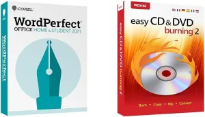 Corel WordPerfect Office Home & Student 2021   Corel Easy CD & DVD Burning 2 Bundle | Office Suite of Word Processor, Spreadsheets & Presentation Software   Disc Burner & Video Capture [PC Disc]