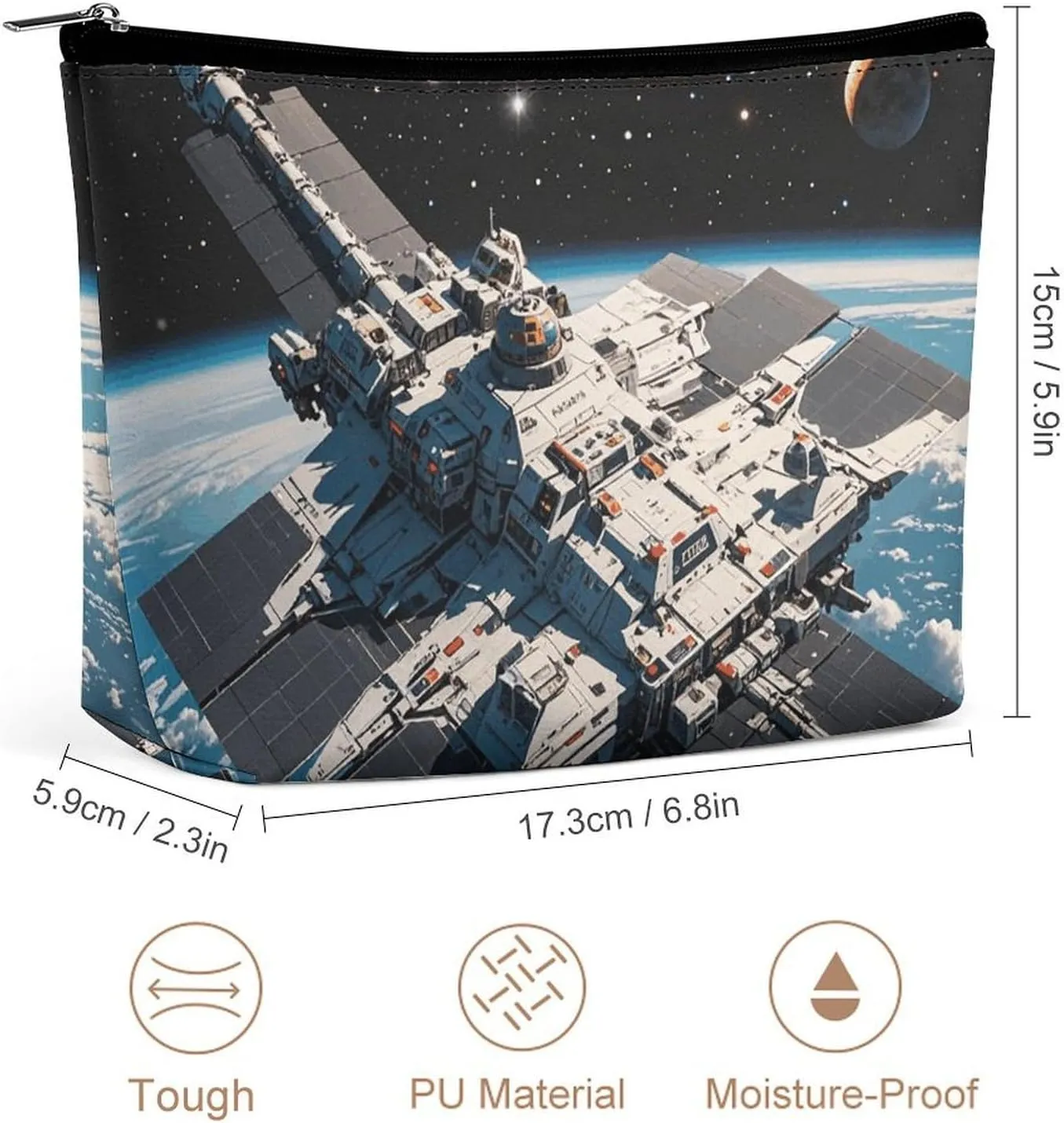 Cosmetic Bag Makeup Bags for Women Portable Makeup Bag Navy Spaceship Pattern Makeup Case Travel Toiletry Bag for Travel Accessories