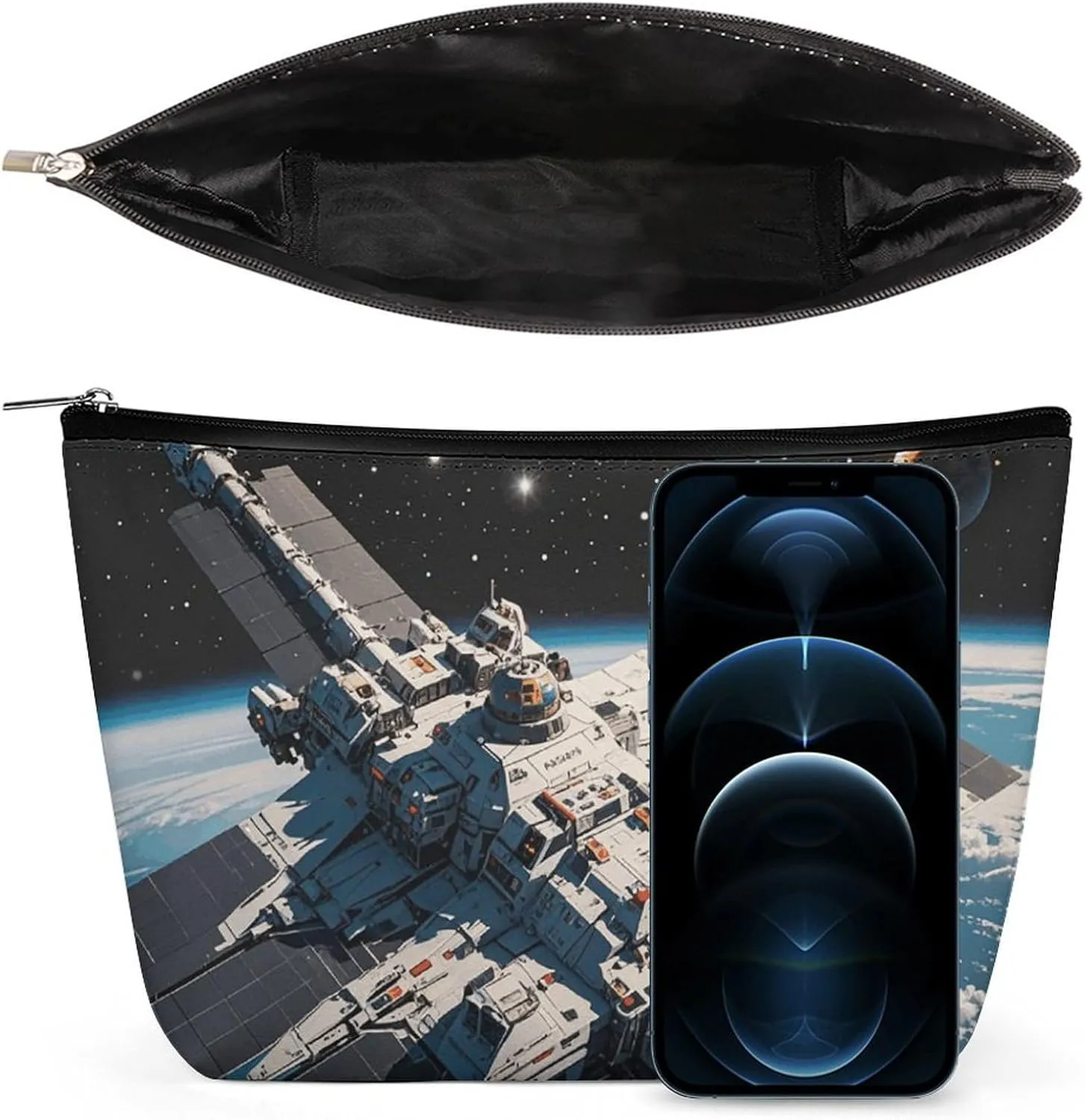 Cosmetic Bag Makeup Bags for Women Portable Makeup Bag Navy Spaceship Pattern Makeup Case Travel Toiletry Bag for Travel Accessories