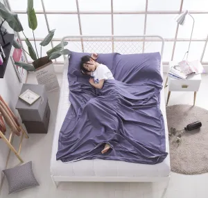 Cotton Sleeping Bag Liner Camping Sheets Camping Travel Bed for Youth Outdoor Picnic Travel Sheet for Travel, Youth Hostels, Picnic, Planes, Trains (Cyan, 83"X70.86")