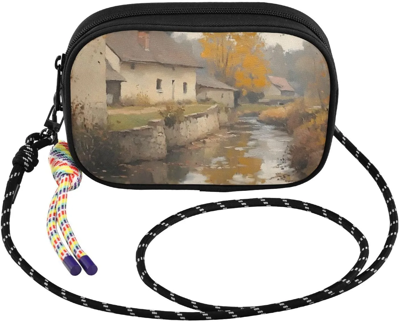 Countryside Autumn River Crossbody Bag for Women Cell Phone Purses Women's Small Shoulder Handbags Wallet Purse with Strap