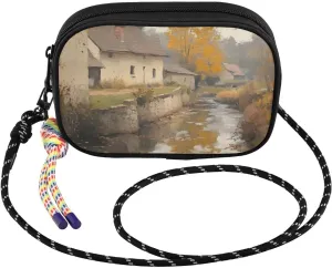 Countryside Autumn River Crossbody Bag for Women Cell Phone Purses Women's Small Shoulder Handbags Wallet Purse with Strap