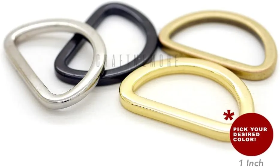 CRAFTMEMORE D Rings Purse Loop Flat Metal D-Ring Heavy Duty Findings for Craft Bag Belt 10 Pack PTDF