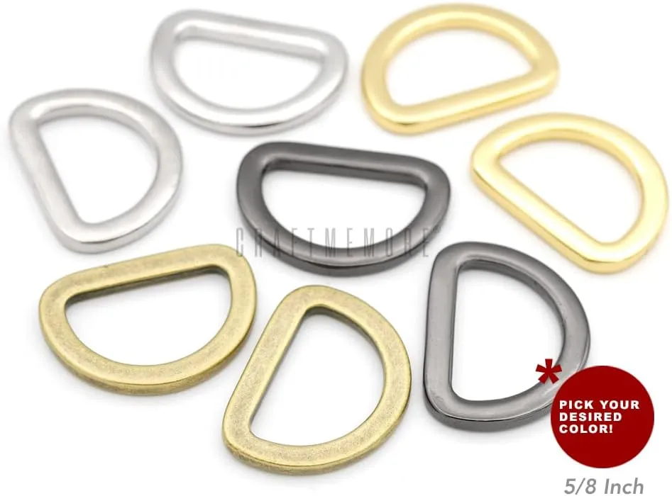 CRAFTMEMORE D Rings Purse Loop Flat Metal D-Ring Heavy Duty Findings for Craft Bag Belt 10 Pack PTDF