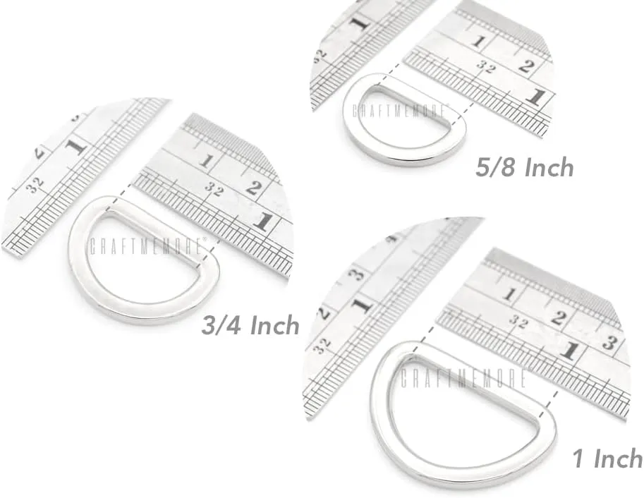 CRAFTMEMORE D Rings Purse Loop Flat Metal D-Ring Heavy Duty Findings for Craft Bag Belt 10 Pack PTDF