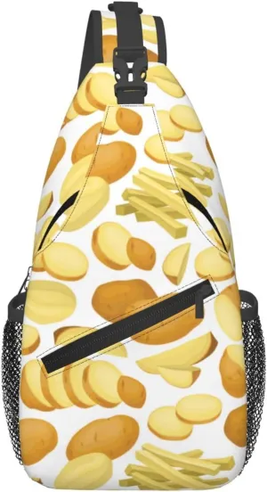 Cross Body Sling Bag For Women Men Potato Chips Fries Crossbody Bag Anti Theft Chest Bag Shoulder Backpack Travel Hiking Daypack Large Sling Cross Body Bag