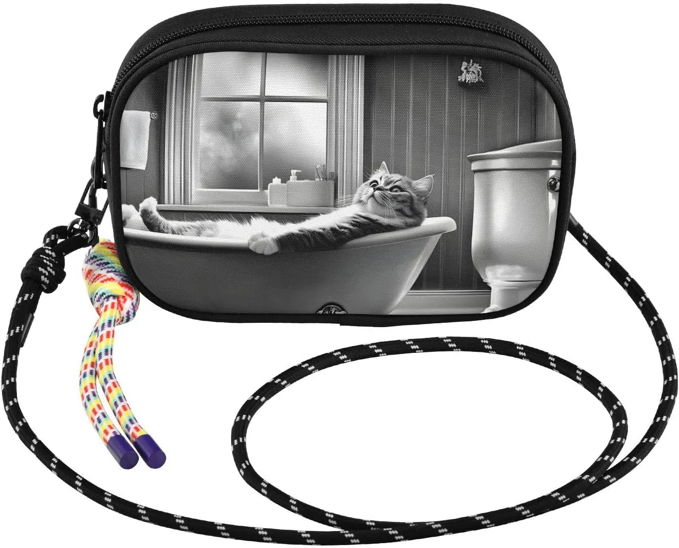 Crossbody Bag Cat Bathtub Funny for Women Cell Phone Purses Women's Small Shoulder Handbags Wallet Purse with Strap