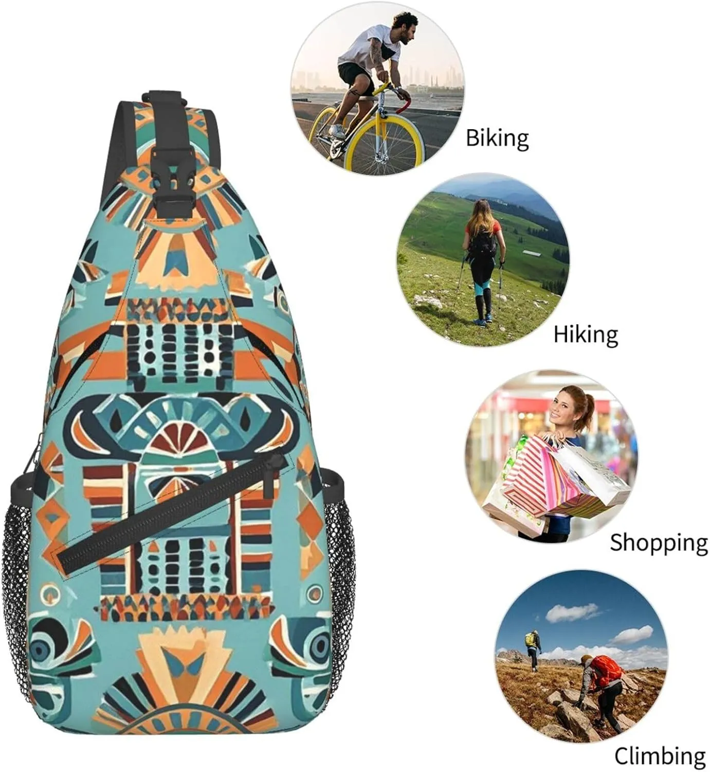 Crossbody Bag for Women Men African National Patterns Chest Bag Crossbody Sling Bag Adjustable Shoulder Bag