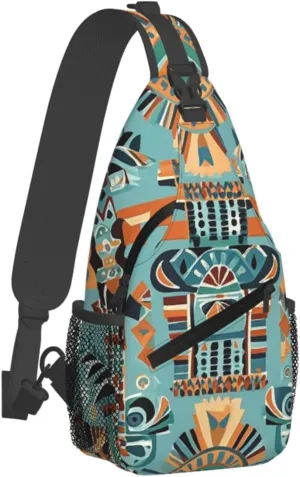 Crossbody Bag for Women Men African National Patterns Chest Bag Crossbody Sling Bag Adjustable Shoulder Bag