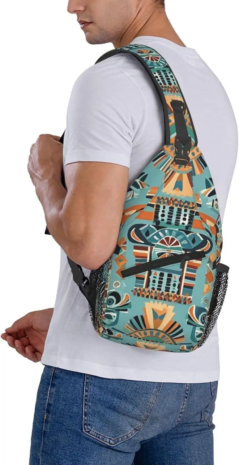 Crossbody Bag for Women Men African National Patterns Chest Bag Crossbody Sling Bag Adjustable Shoulder Bag