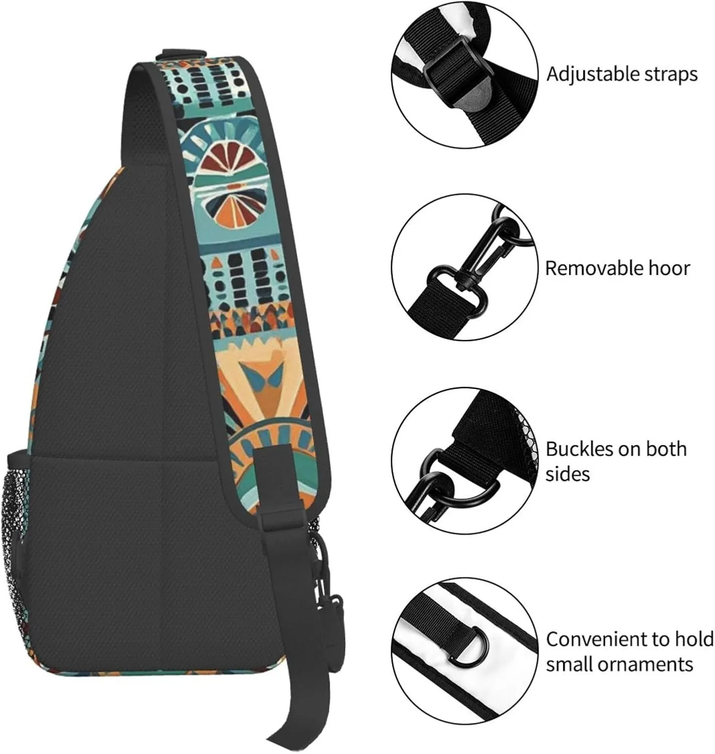 Crossbody Bag for Women Men African National Patterns Chest Bag Crossbody Sling Bag Adjustable Shoulder Bag
