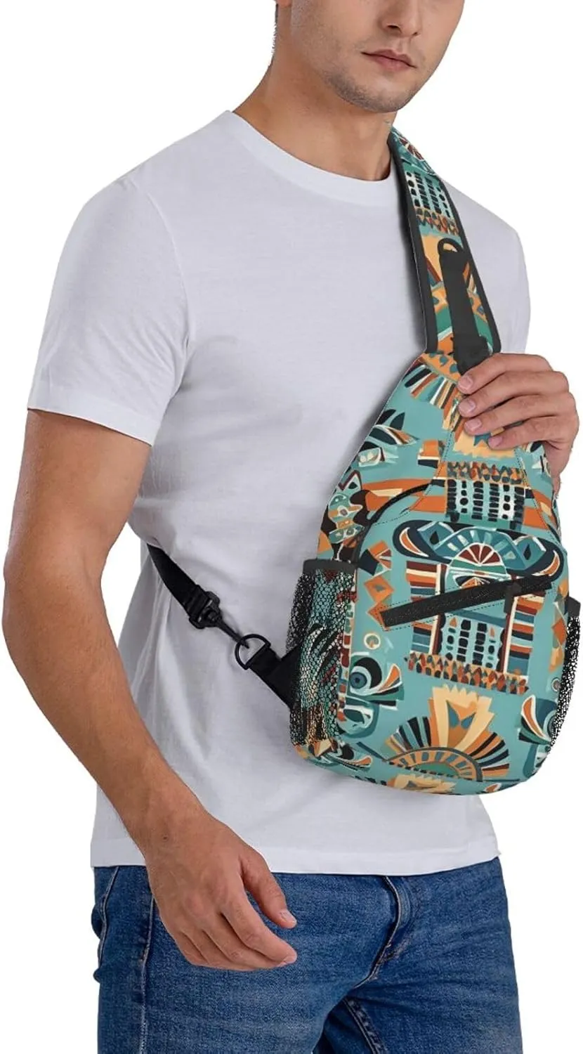 Crossbody Bag for Women Men African National Patterns Chest Bag Crossbody Sling Bag Adjustable Shoulder Bag